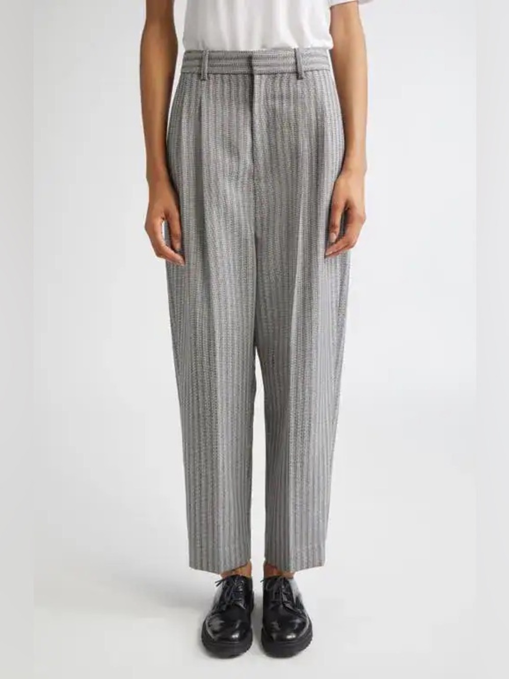 NWOT PARTOW Rosen Pleated Textured Stripe Virgin Wool Pants
Size 2